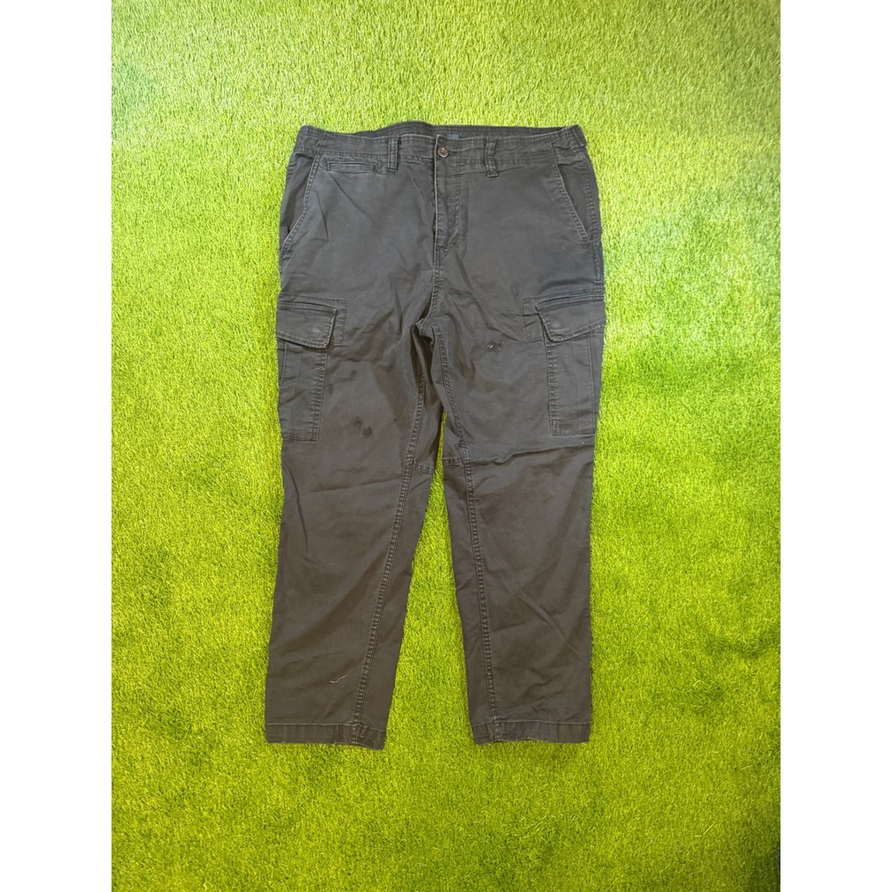 American Eagle Flex Slim Straight Cargo Pants Mens 34x30 Black Utility Workwear